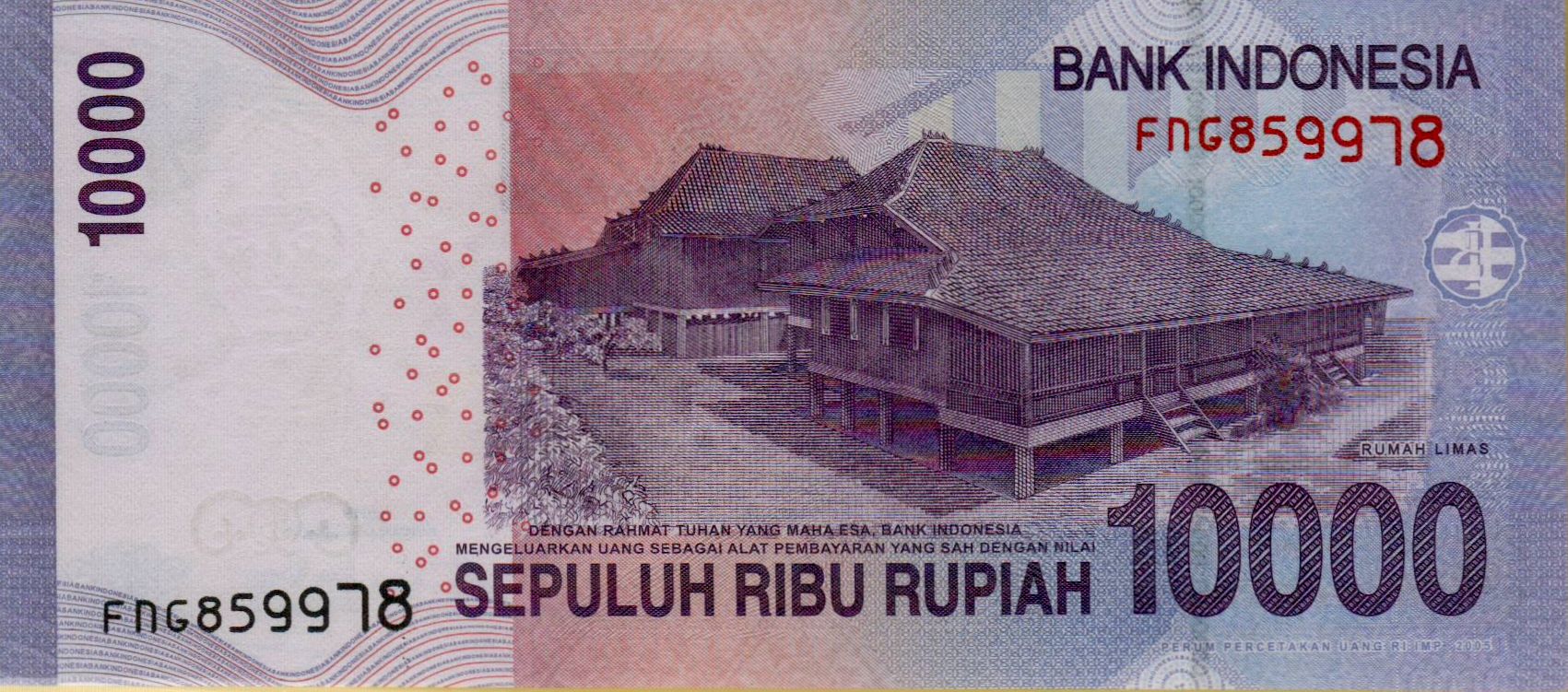 Indonesia 10000 2015 UNC P-150/g